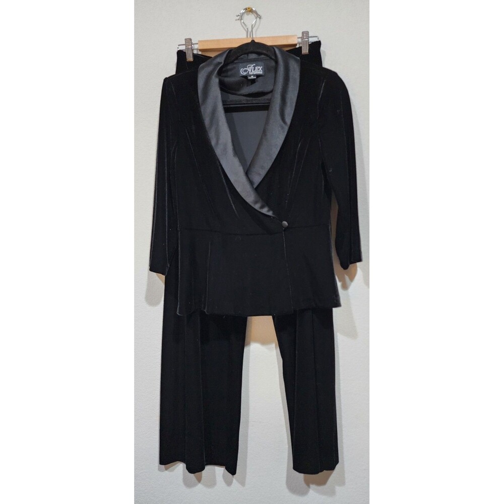 Alex Evenings Womens Velvet 2pc Set Size M Jacket & Pants NYE Holiday - Picture 2 of 16